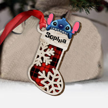 Load image into Gallery viewer, Personalized Layered Wood Christmas Stocking Ornament for Kids
