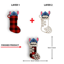 Load image into Gallery viewer, Personalized Layered Wood Christmas Stocking Ornament for Kids
