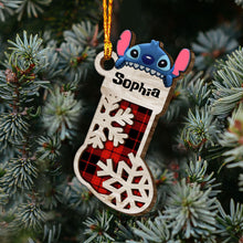 Load image into Gallery viewer, Personalized Layered Wood Christmas Stocking Ornament for Kids
