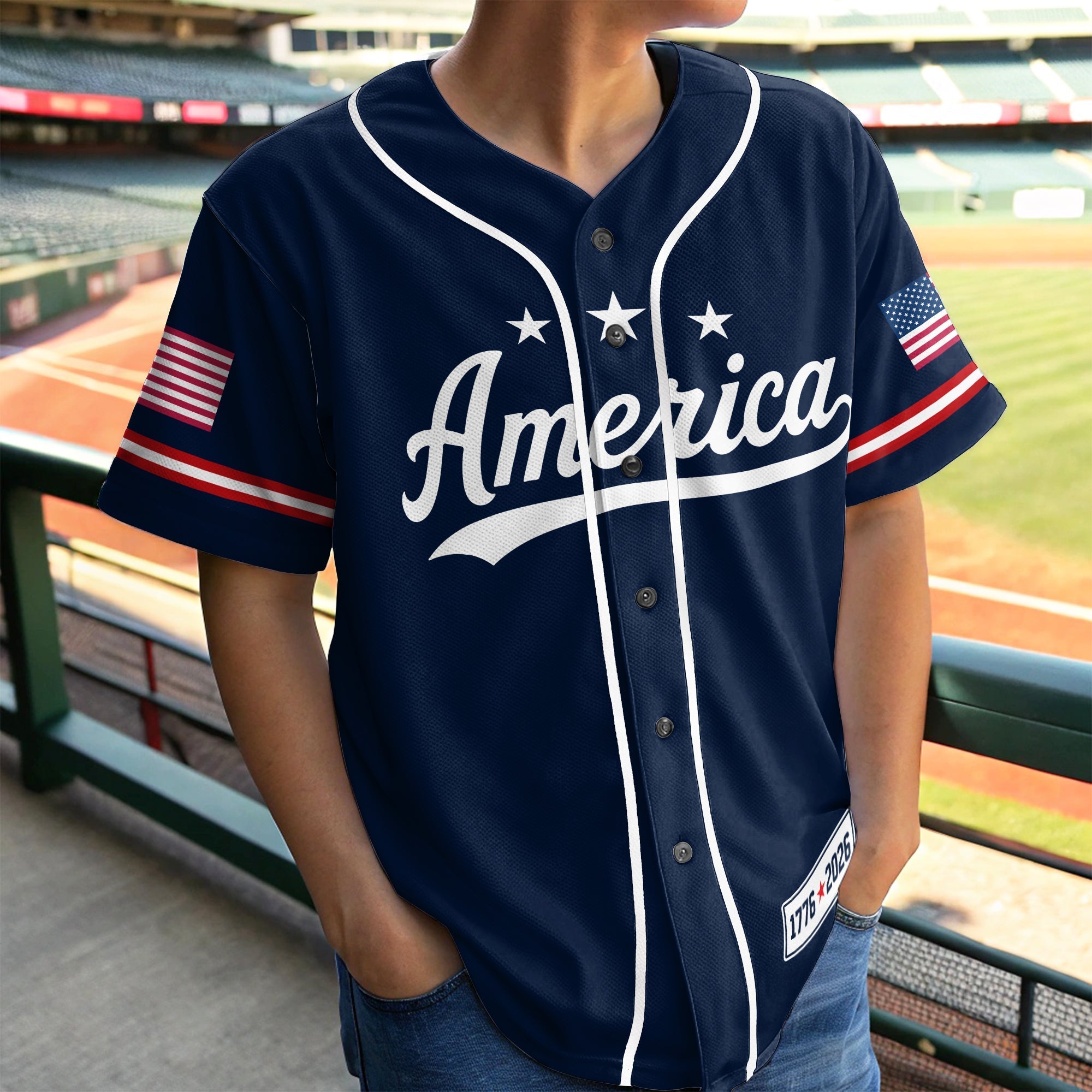 Personalized 250 Years of Freedom Baseball Jersey Custom Name Gift