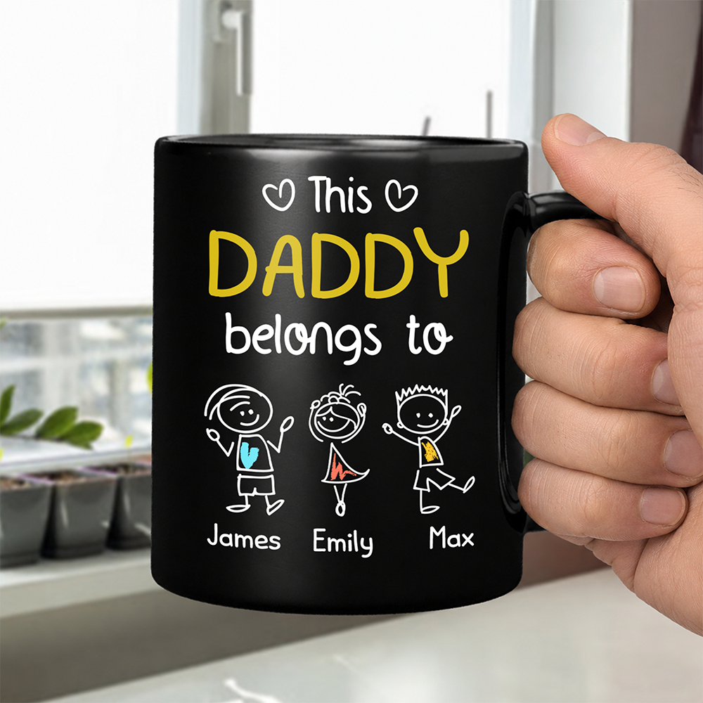 Personalized Black Mug This Papa Belongs To Us Gift for Dad