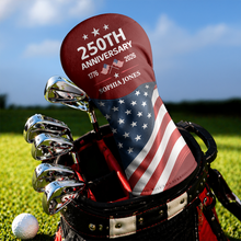 Load image into Gallery viewer, Personalized 250th Anniversary Golf Head Cover Custom Name Gift
