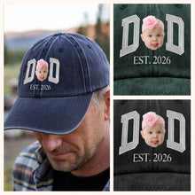 Load image into Gallery viewer, Custom Photo Face Washed Denim Baseball Cap Gift for Dad

