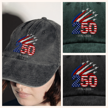 Load image into Gallery viewer, Personalized Washed Denim Baseball Cap 250 Years America Gift
