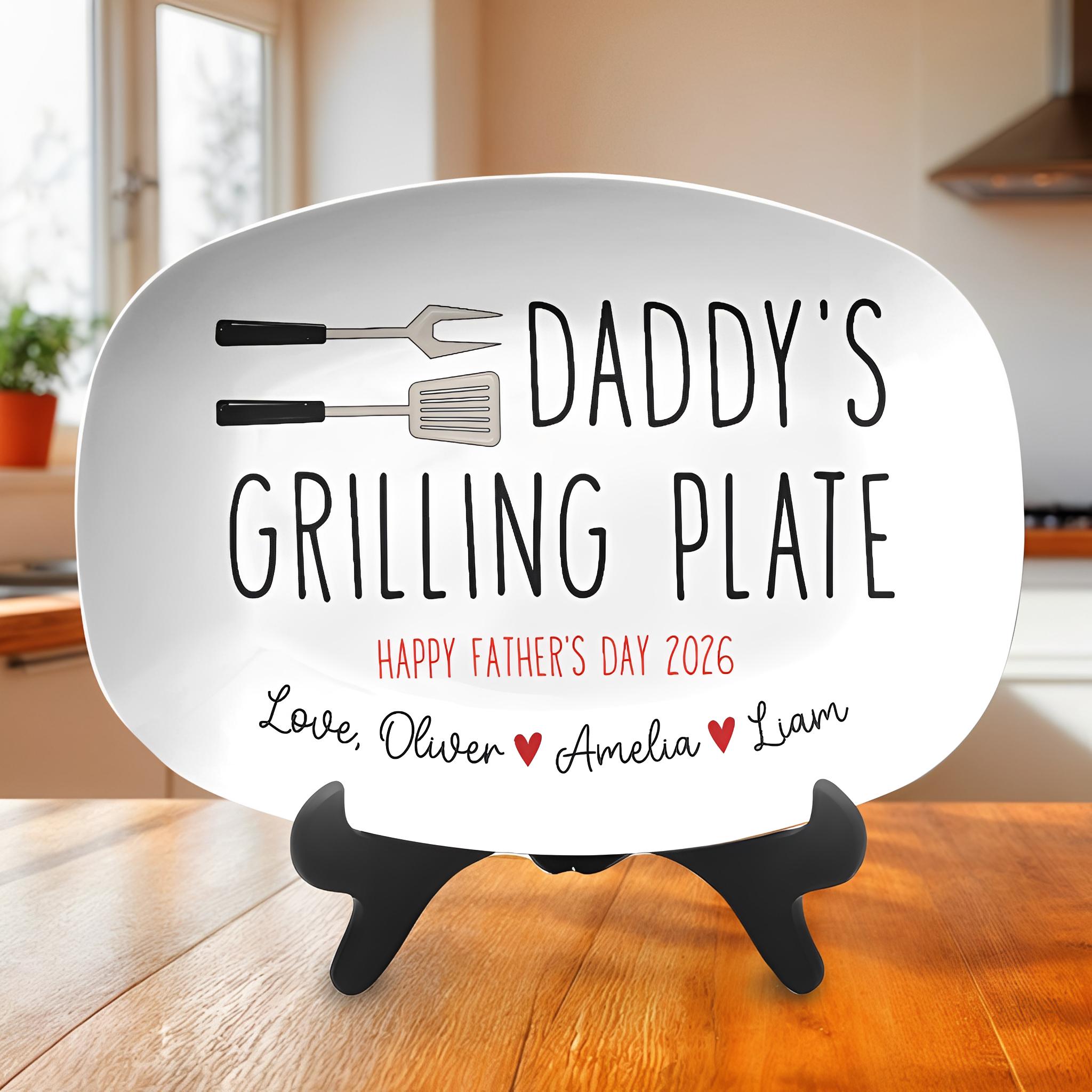 Personalized Grilling Plate Custom Name Gift for Dad