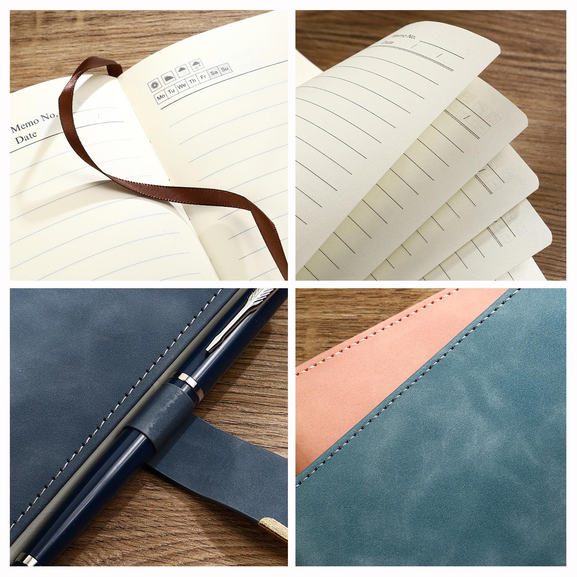 Personalized Engraved Leather Notebook Set with Pen Gift for Dad