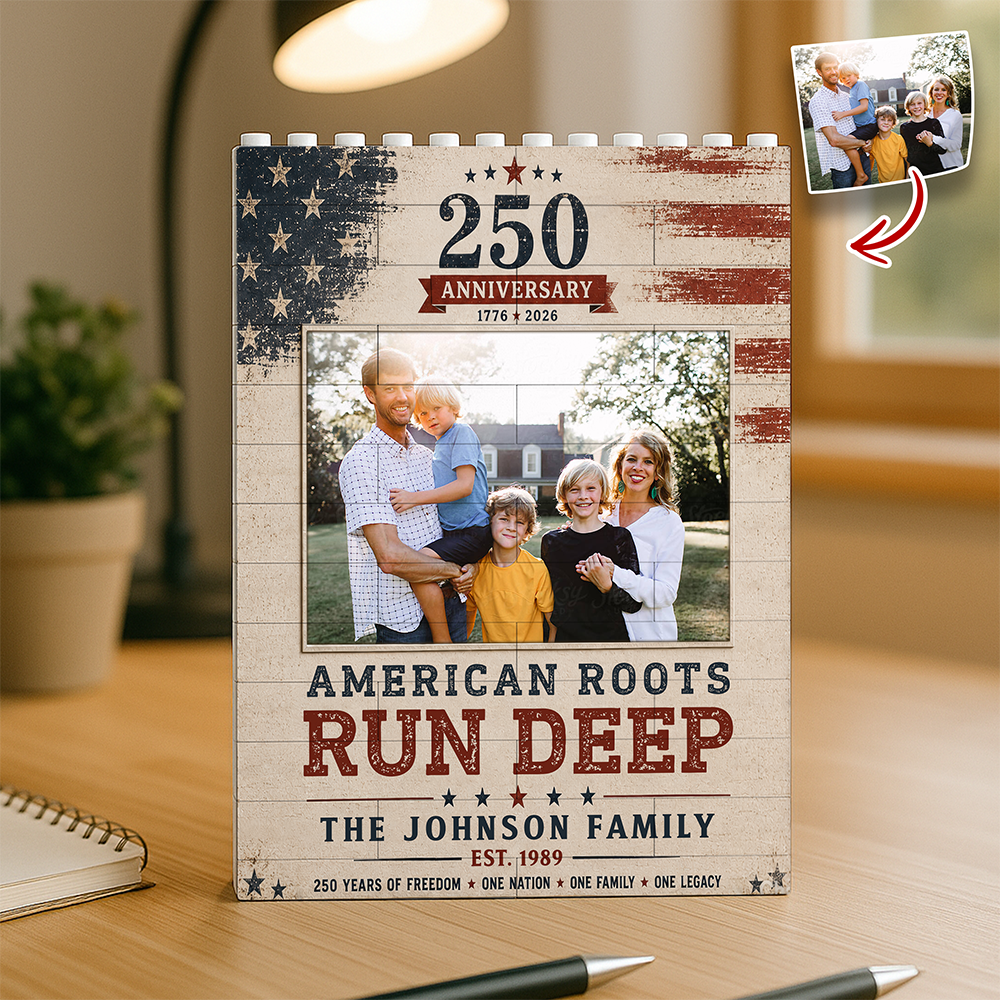 Custom Photo Building Blocks Patriotic Family Gift 250th Anniversary