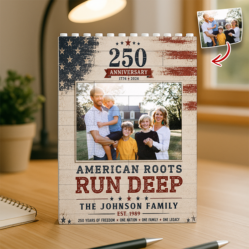 Custom Photo Building Blocks Patriotic Family Gift 250th Anniversary