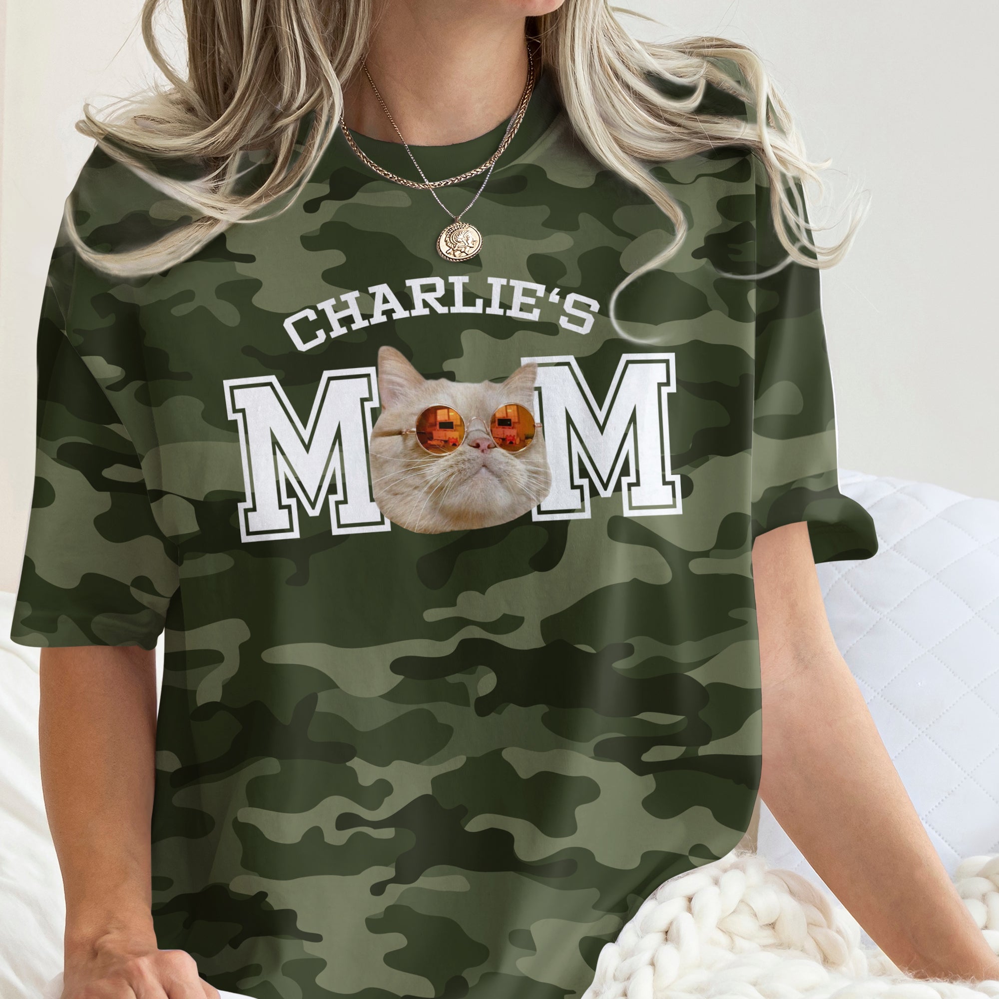 Personalized Camo Dog Dad T-Shirt Custom Photo Gift for Father's Day