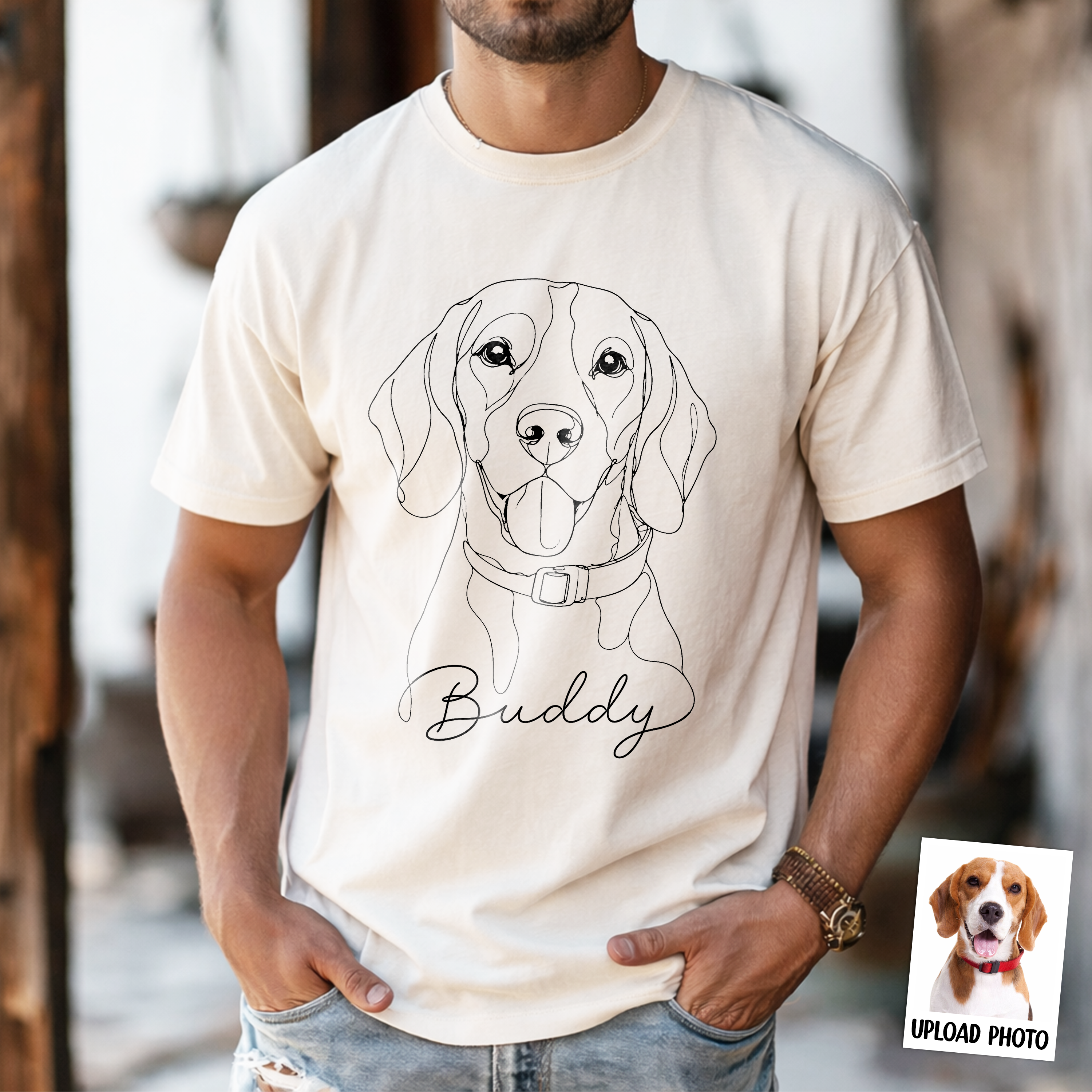 Custom Pet Portrait Line Art Shirt Personalized Gift for Dog Dad