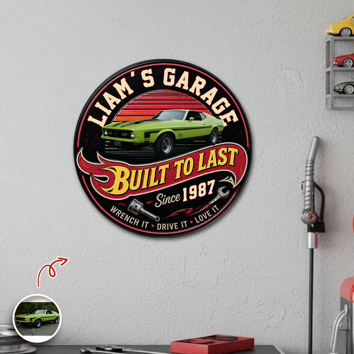 Personalized Car Garage Metal Sign Custom Year Gift for Dad