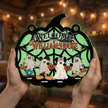 Load image into Gallery viewer, Personalized Luminous Halloween Wooden Sign Family Gift
