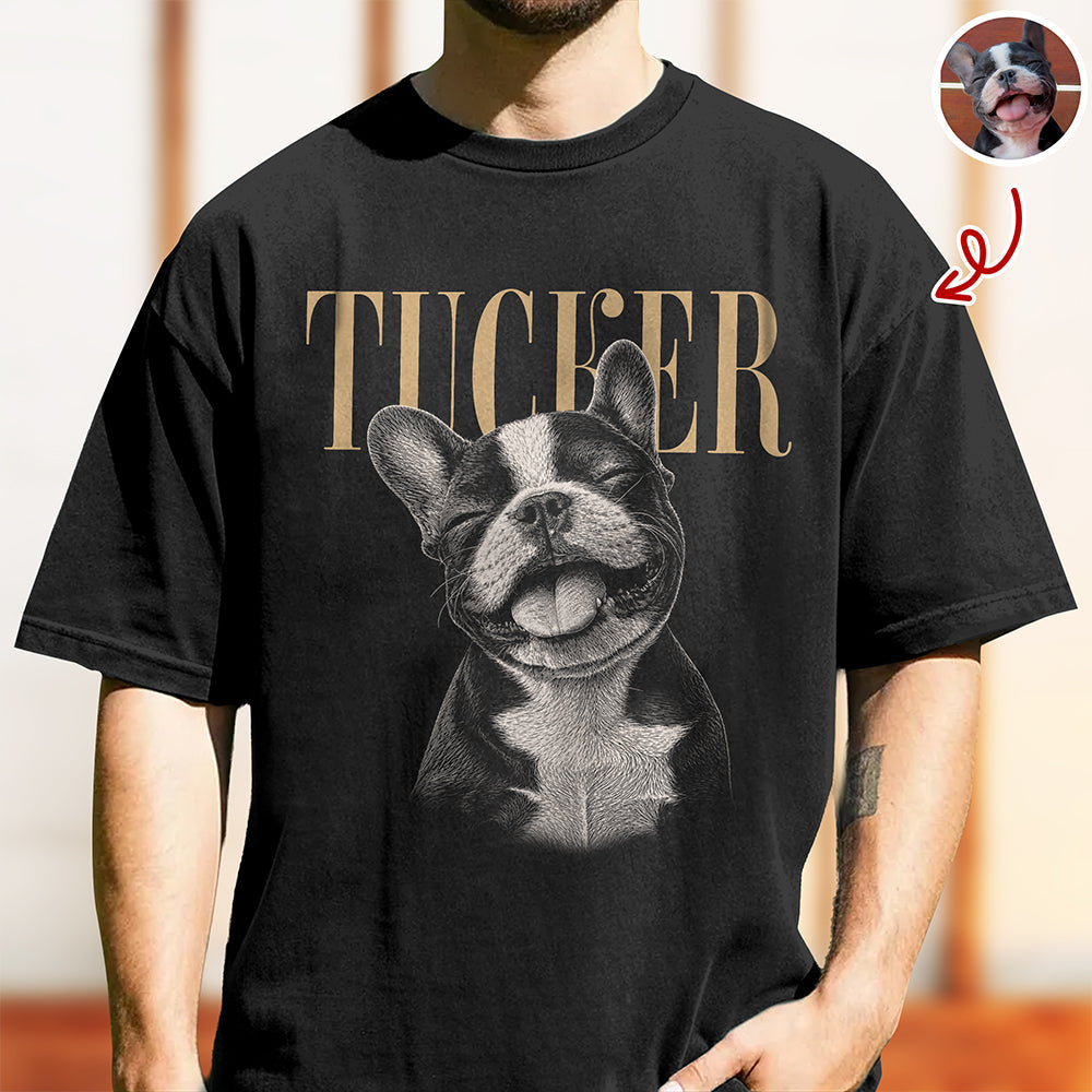 Custom Pet Face Comfort Shirt Vintage Style Gift for Dog Dad