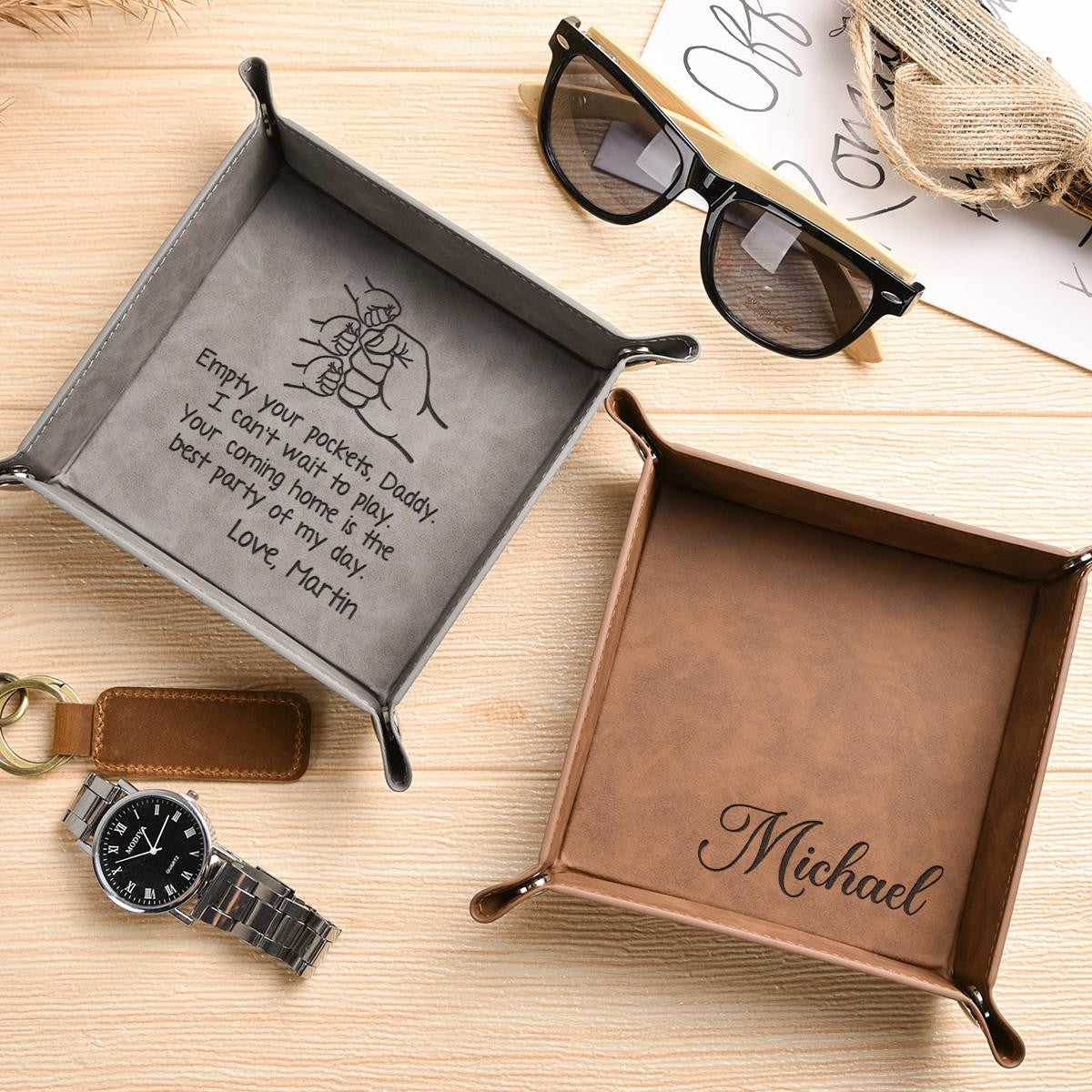 Personalized Leather Valet Tray Gift for Dad | Father's Day