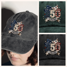 Load image into Gallery viewer, Personalized Washed Denim Baseball Cap Gift for 4th of July
