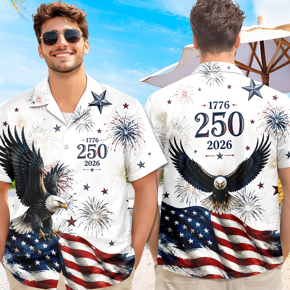 Personalized America 250th Hawaiian Shirt Custom Gift for Him