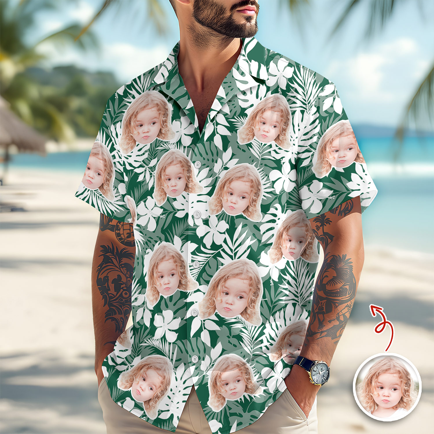 Personalized Tropical Aloha Hawaii Shirt Custom Photo Gift for Dad