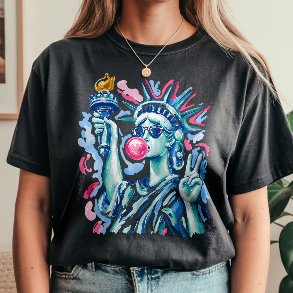 Personalized 4th of July Comfort Shirt with Statue of Liberty