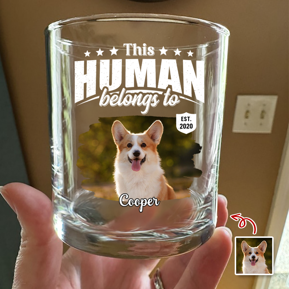 Personalized Rock Glass Custom Pet Photo Gift for Dog Dad