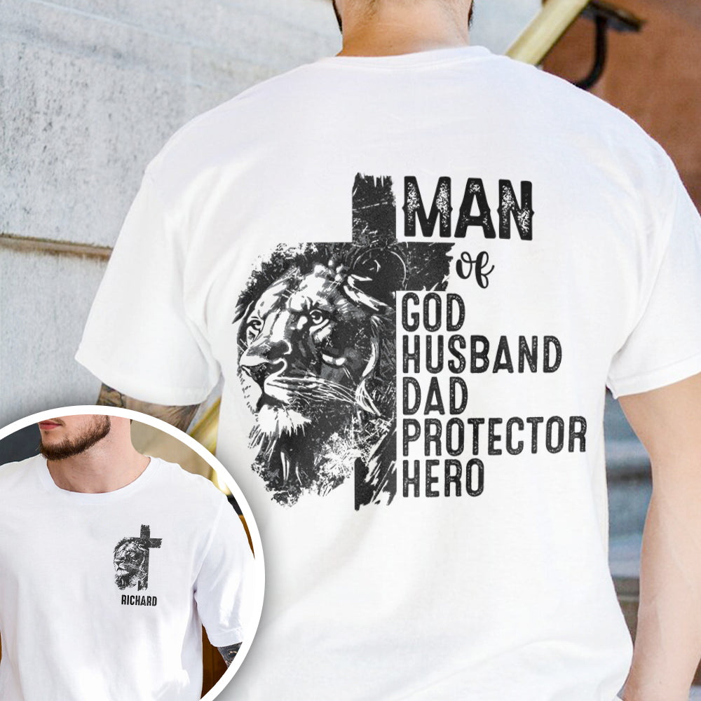 Personalized Christian Lion Cross Shirt Gift for Dad | Husband