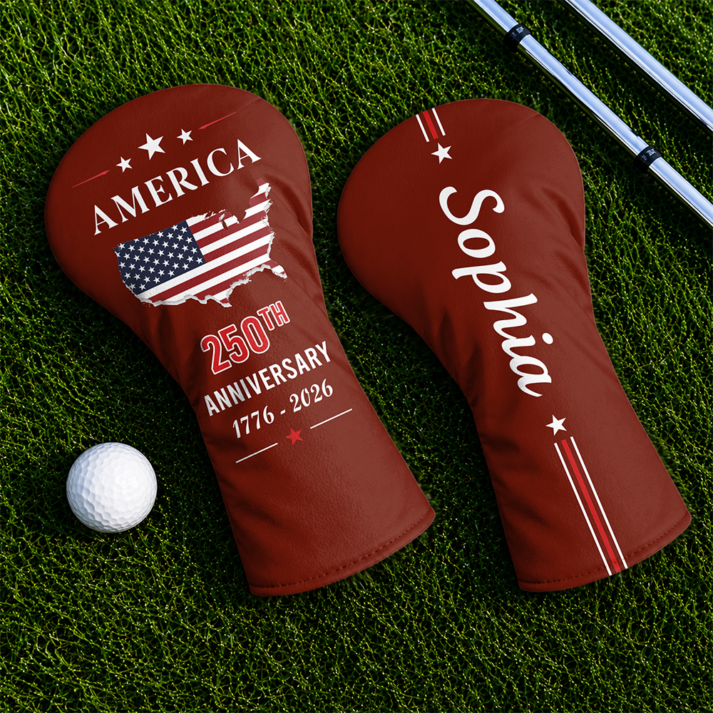 Personalized Golf Head Cover Custom Name 250th Anniversary Gift