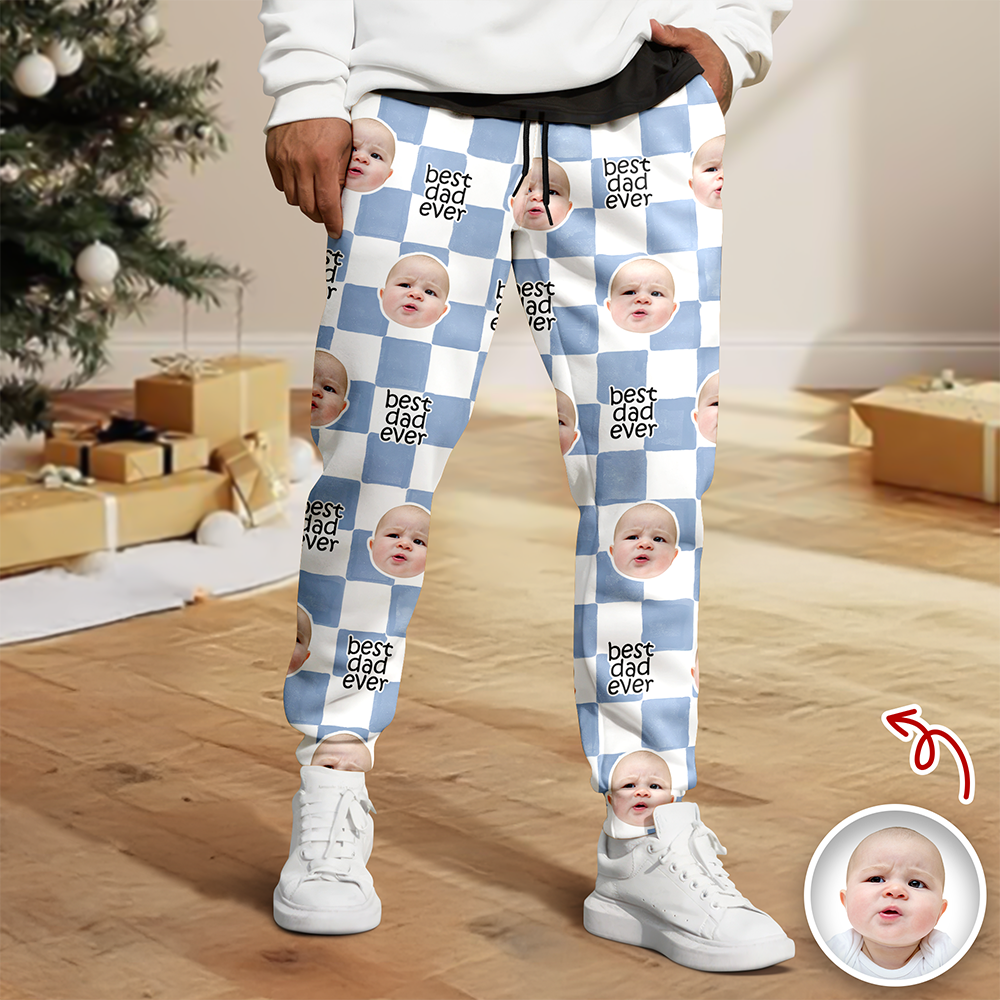 Personalized Retro Sweatpants Custom Photo Gift for Dad