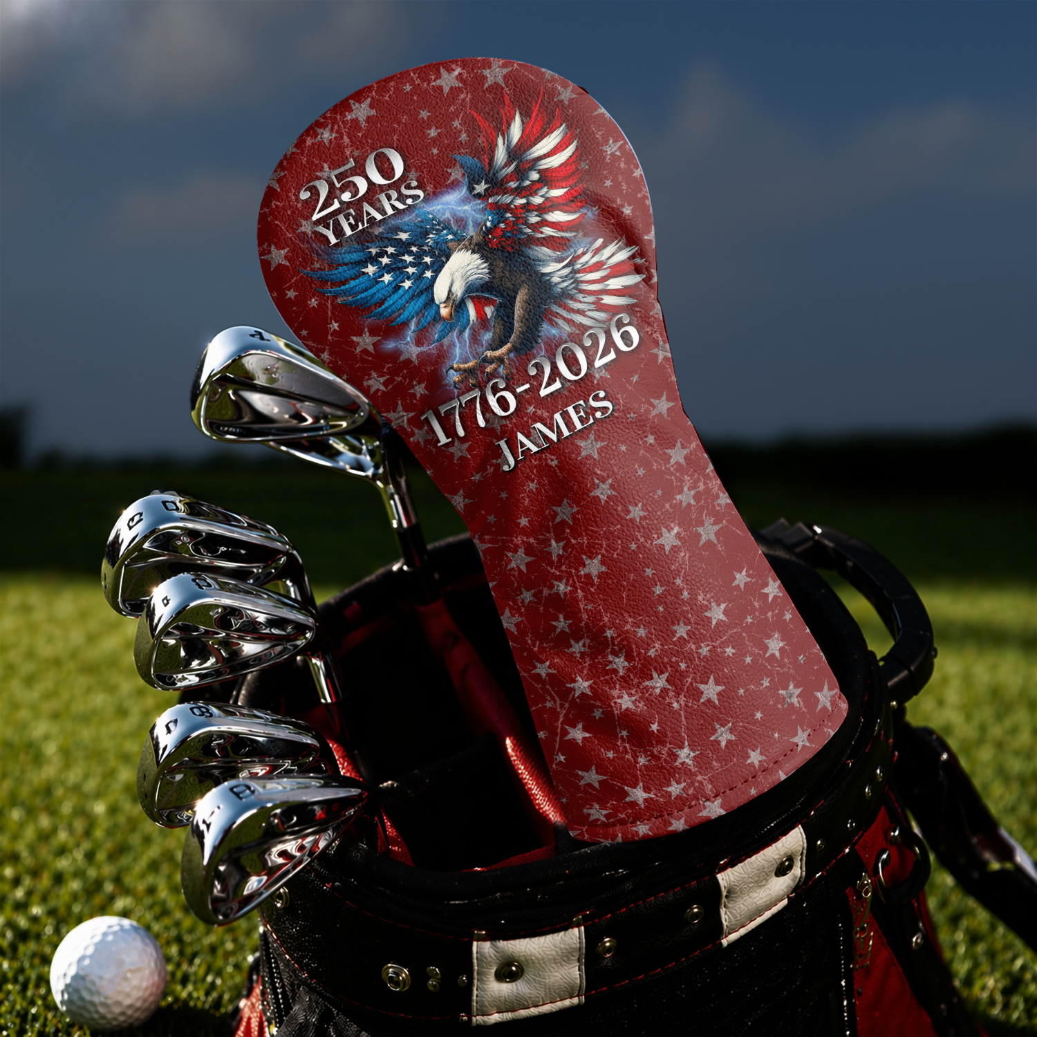 Personalized Golf Head Cover American Eagle 250th Anniversary Gift for Dad