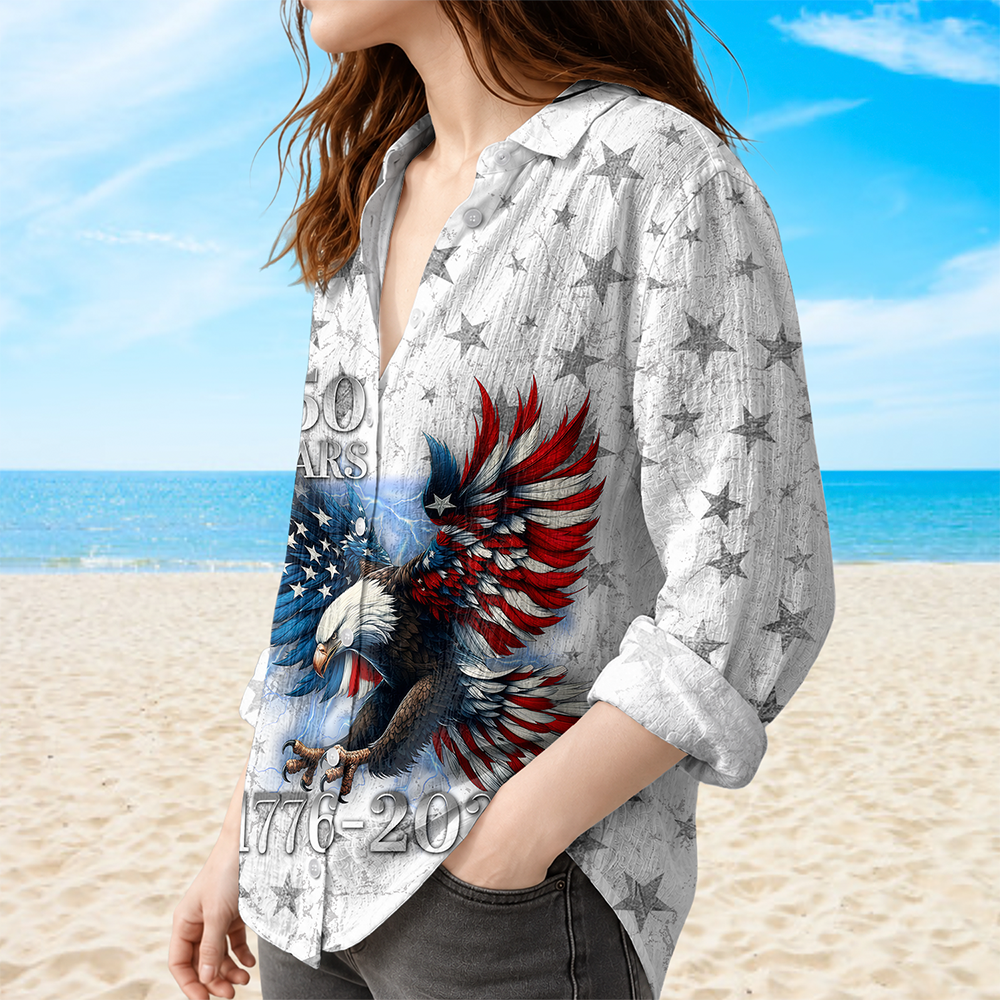 Personalized Eagle Blouse Shirt Patriotic Gift for Mom 4th of July