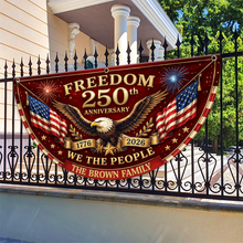 Load image into Gallery viewer, Personalized 250th Anniversary Fan Flag Custom Family Name Patriotic Decor
