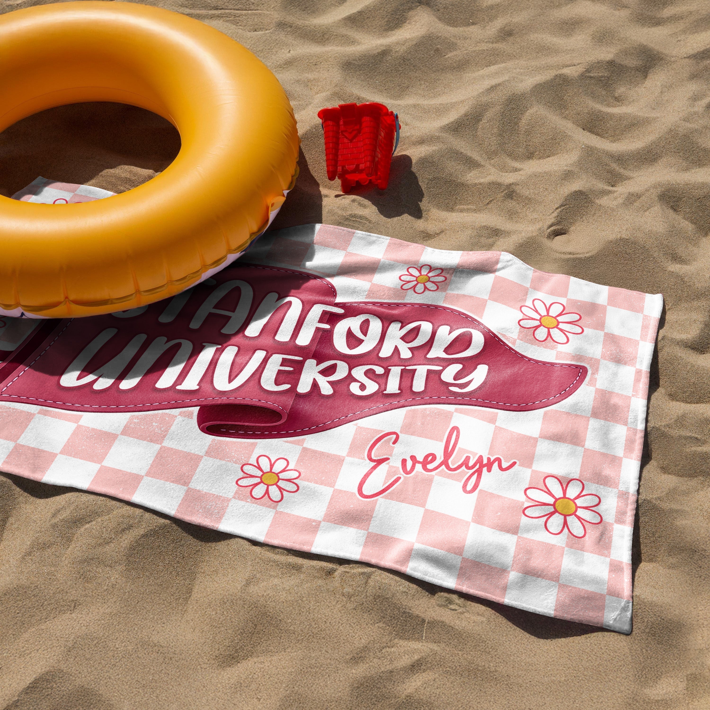 Personalized University Name Pennant Beach Towel Graduation Gift