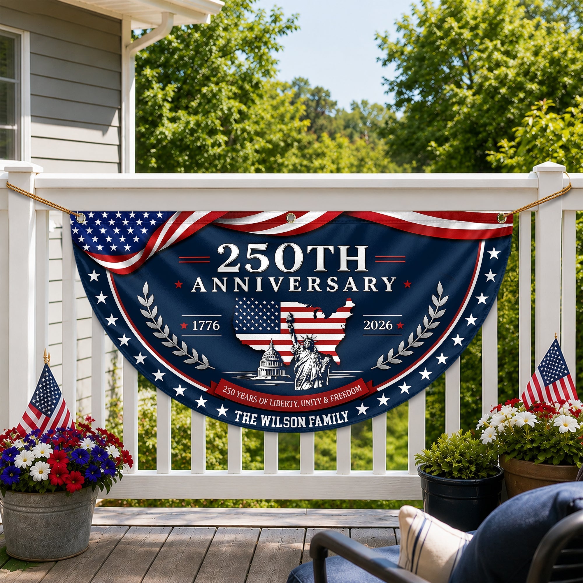 Personalized Family Name Flag 250 Years of Liberty Gift