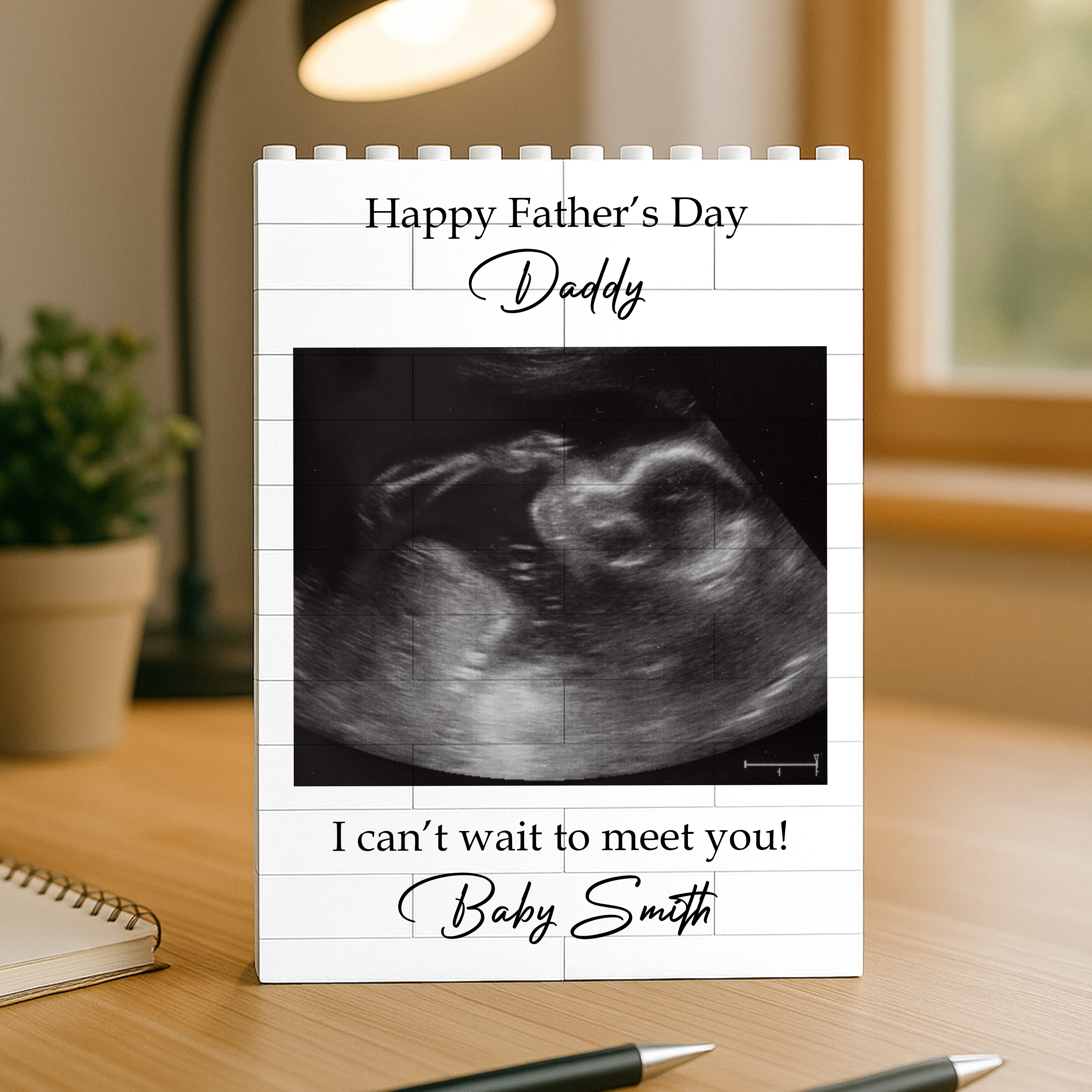 Personalized Baby Bump Photo Building Block Gift for Dad