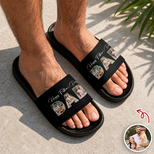 Load image into Gallery viewer, Personalized Photo Slide Sandals Custom Gift for Dad
