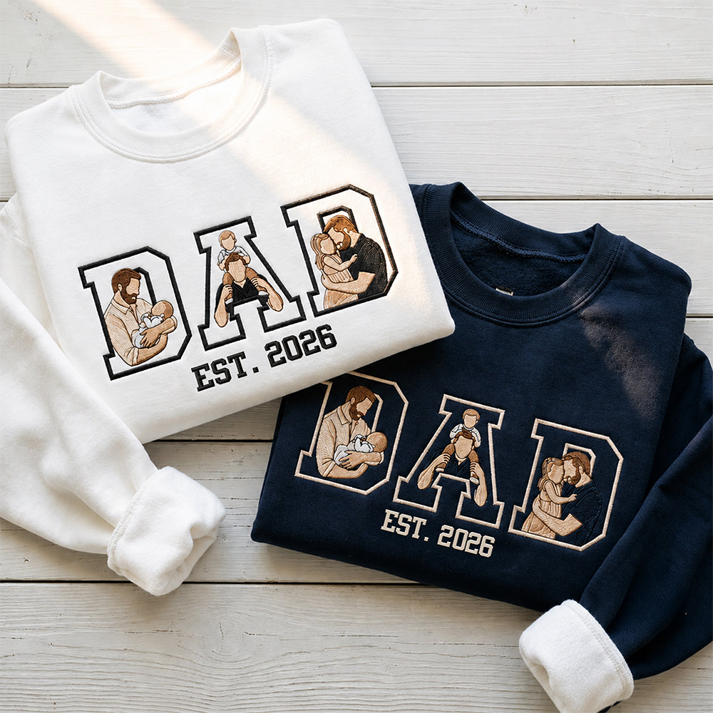 Personalized Embroidered Sweatshirt Custom Photo Gift for Dad