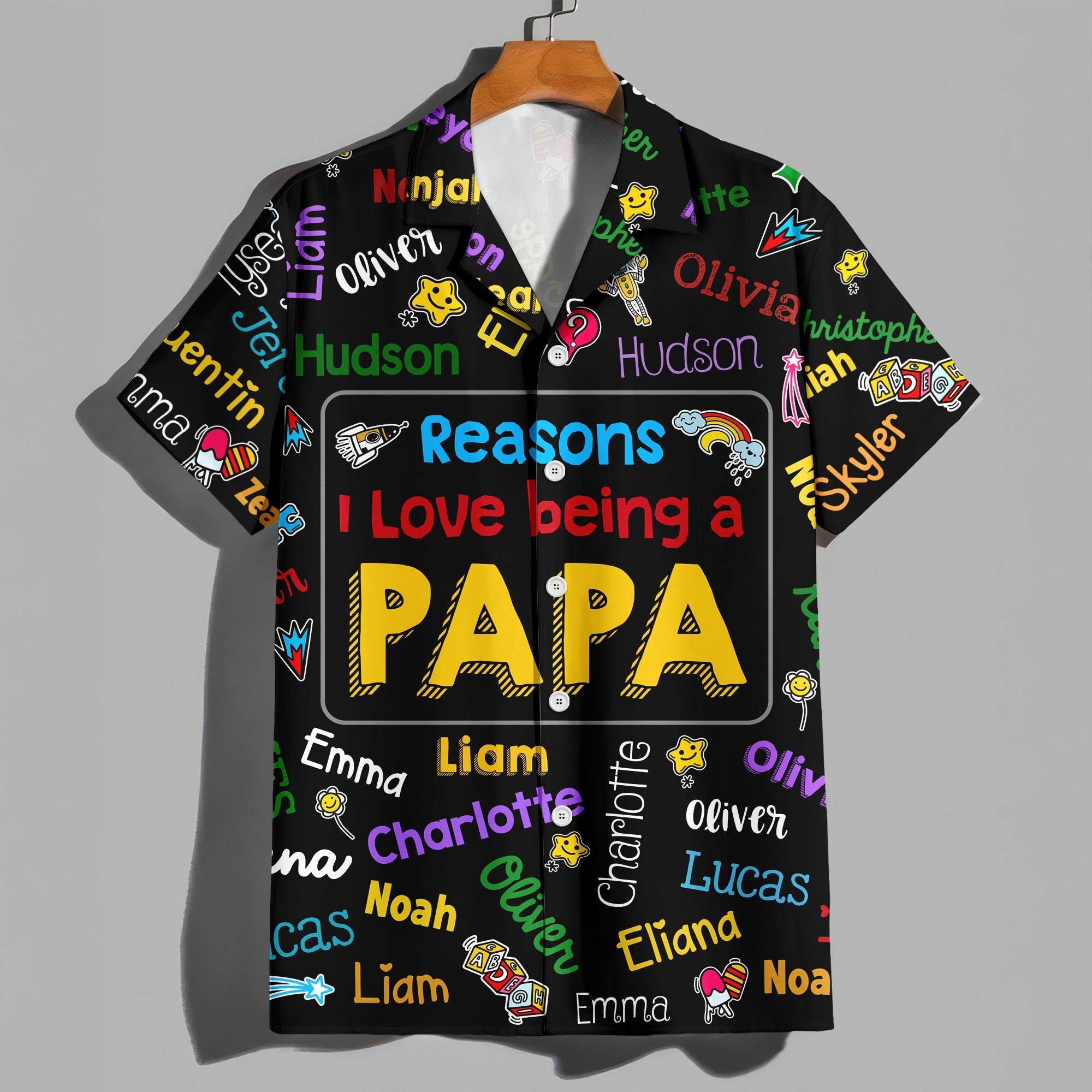 Personalized Hawaiian Shirt Custom Kids Names Gift for Dad