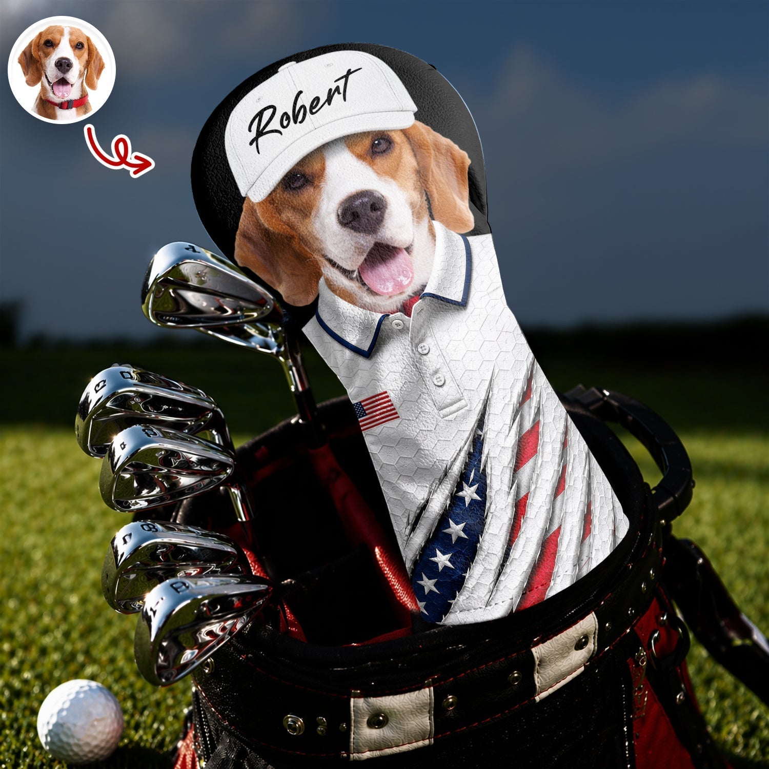 Personalized Dog Photo Golf Head Cover Custom Gift for Dad