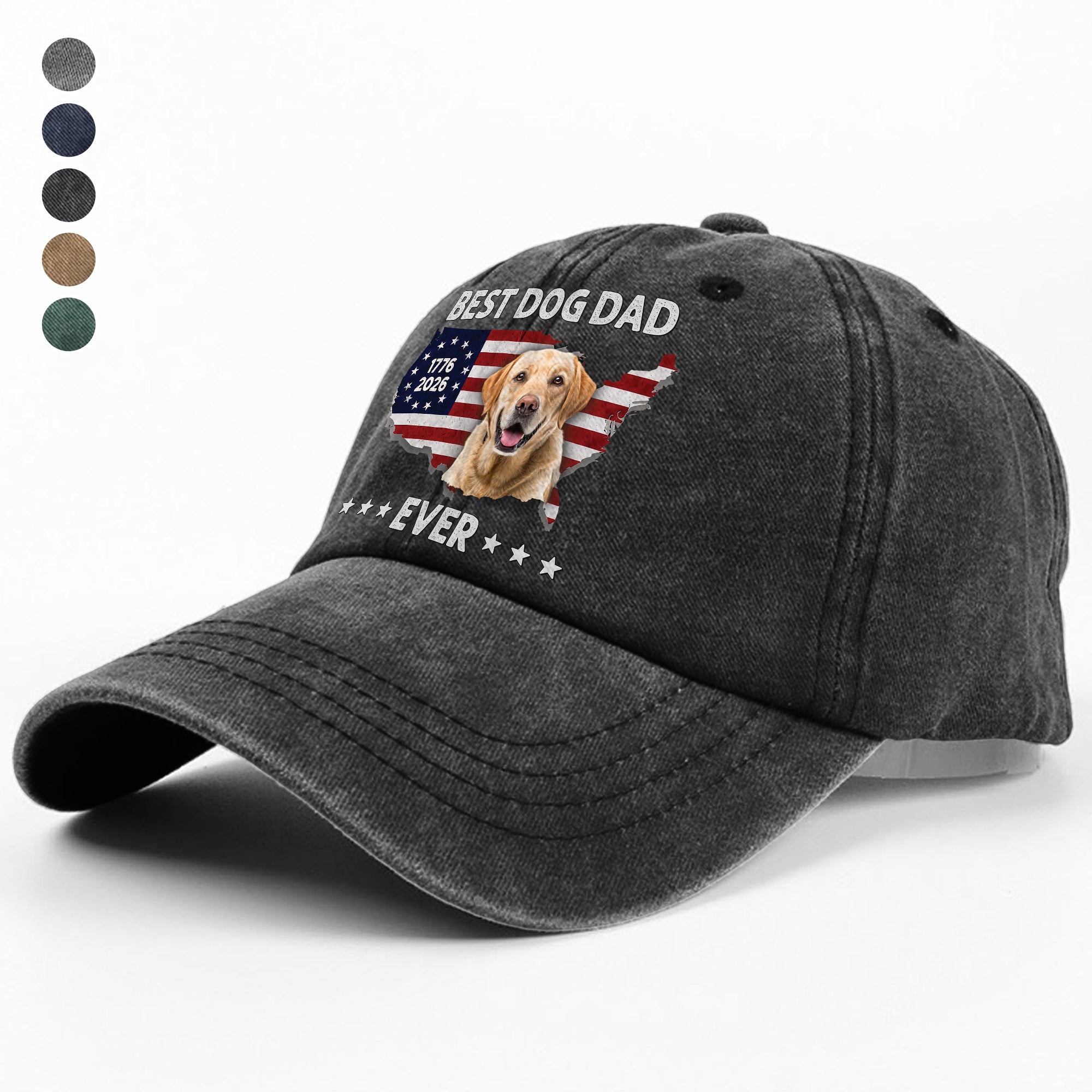 Personalized Washed Denim Baseball Cap Custom Photo Gift for Dog Dad