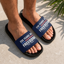 Load image into Gallery viewer, Personalized 250 Years of Freedom Slide Sandals Gift for Dad
