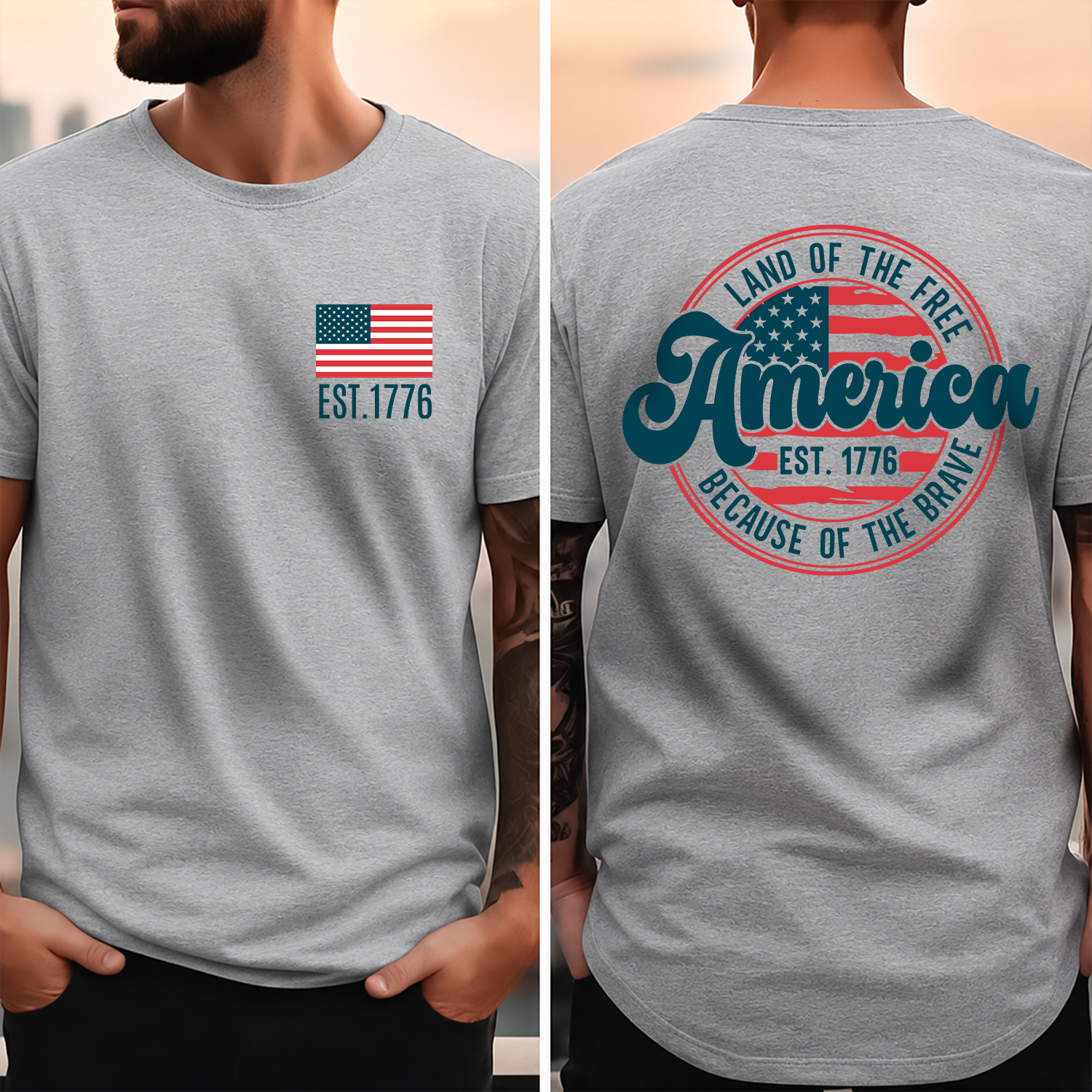 Personalized America Est 1776 T-Shirt Gift for Dad | Independence Day