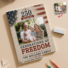 Load image into Gallery viewer, Custom Photo Building Blocks Patriotic Family Gift 250th Anniversary
