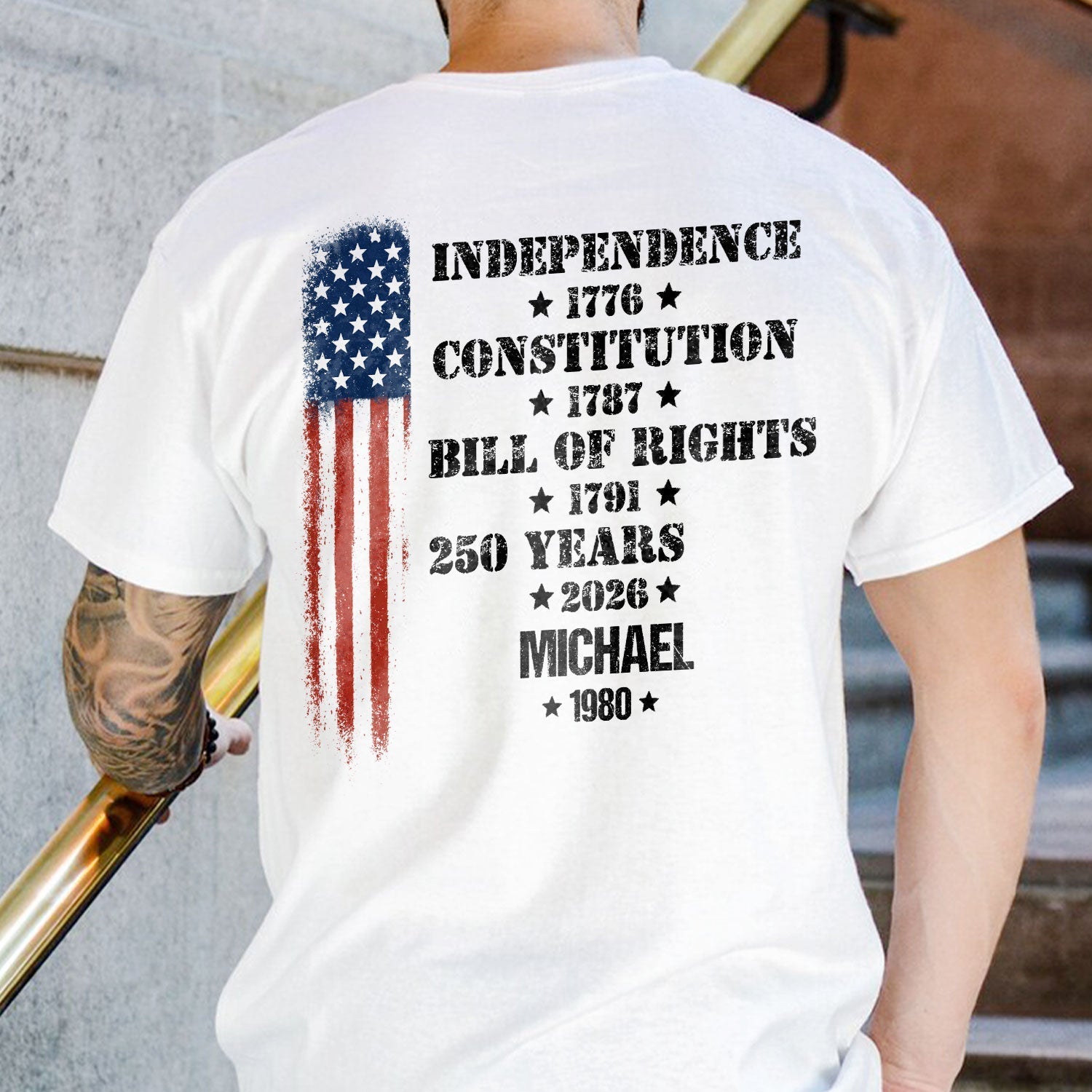 Personalized 250 Years of America Shirt Custom Name Gift for Dad