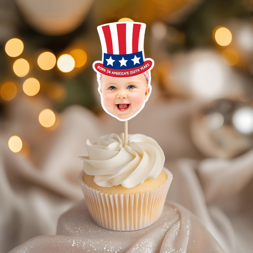 Personalized 4th of July Cupcake Topper Custom Photo Decoration