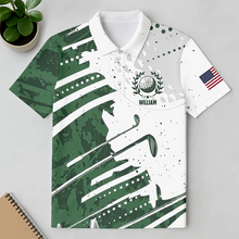 Load image into Gallery viewer, Personalized Golf Pattern Polo Shirt Custom Name Gift for Dad
