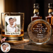 Load image into Gallery viewer, Personalized Father of the Bride Whiskey Glass Custom Gift for Wedding Day
