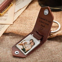 Load image into Gallery viewer, Personalized Photo Keychain I Love You Daddy Leather Gift
