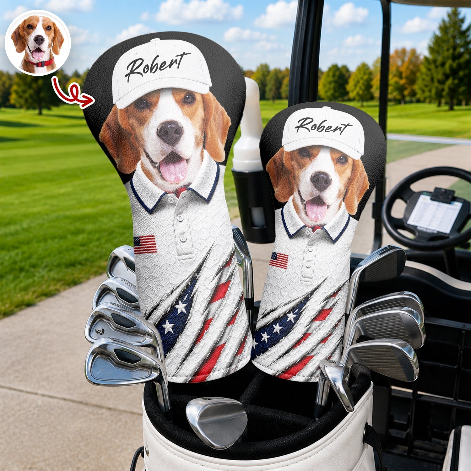 Personalized Dog Photo Golf Head Cover Custom Gift for Dad