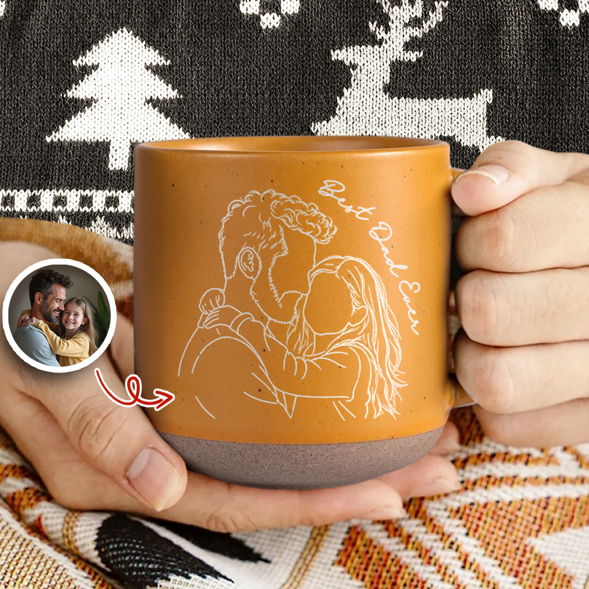 Personalized Engraved Pottery Mug Custom Photo Gift for Mom