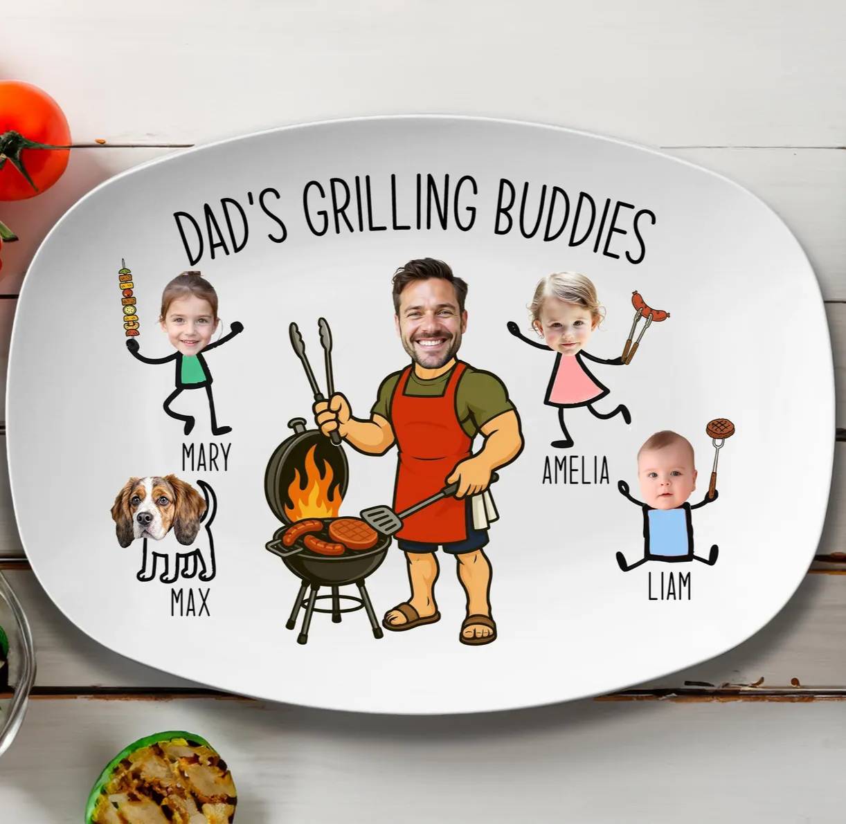 Personalized Grilling Platter Custom BBQ Tray Gift for Dad