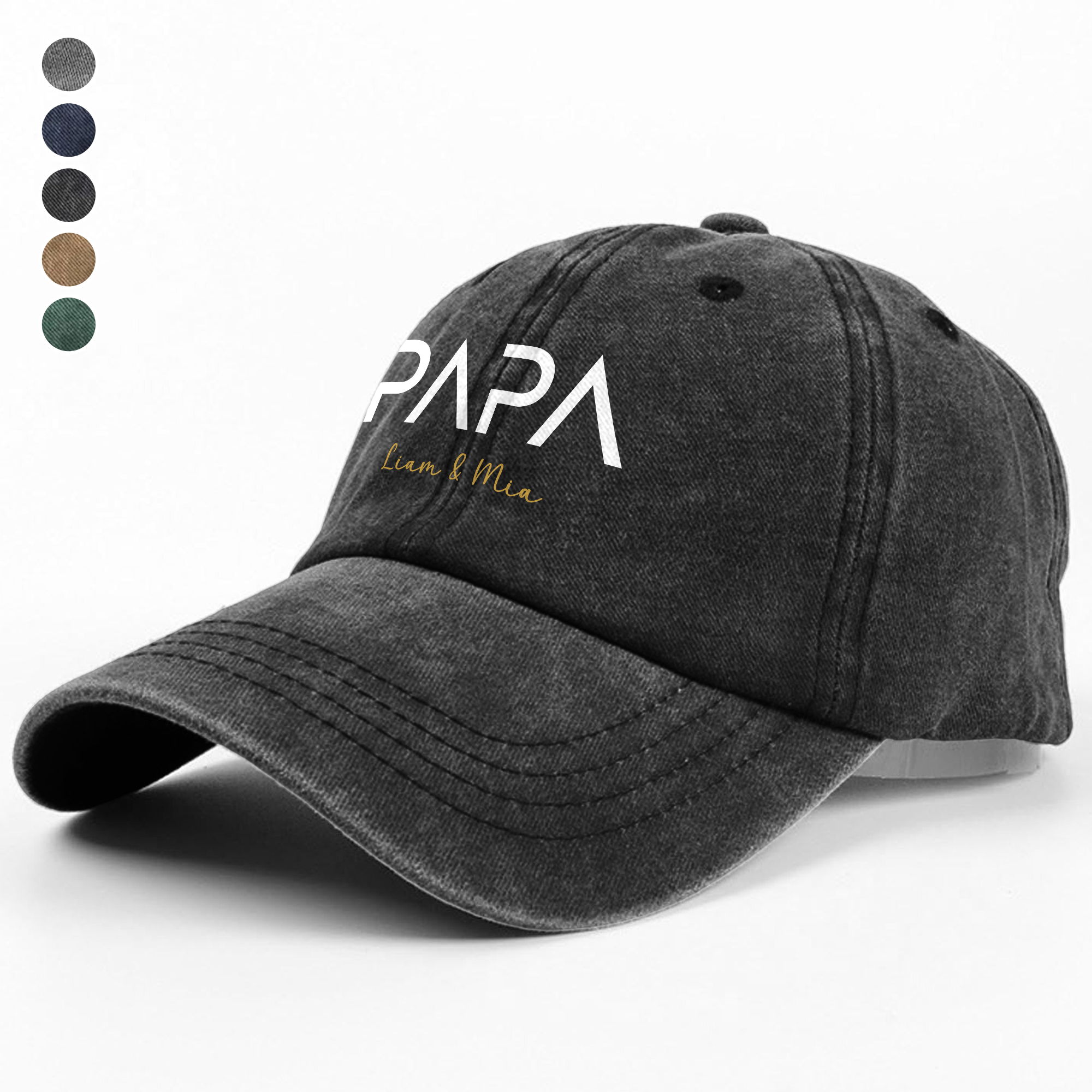 Personalized Washed Denim Baseball Cap Custom Name Gift for Dad