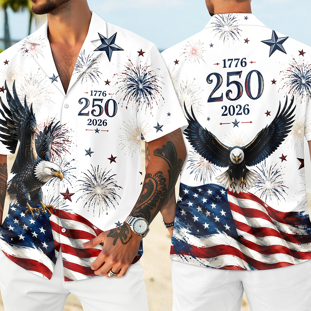 Personalized America 250th Hawaiian Shirt Custom Gift for Him